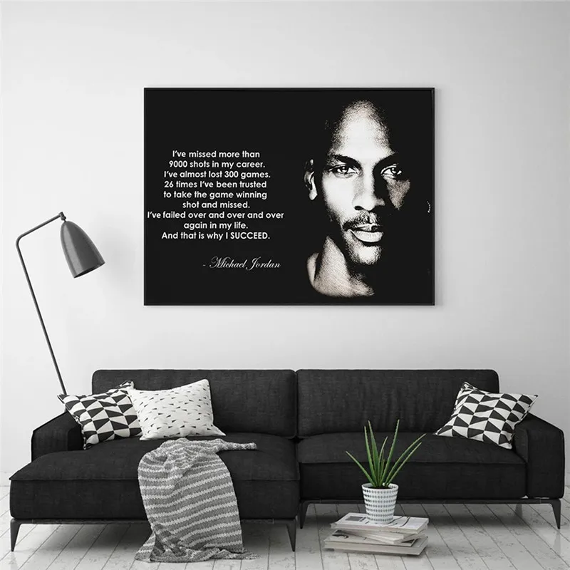 Черно-белые принты постер с цитатами Майкла Джордана модная модель