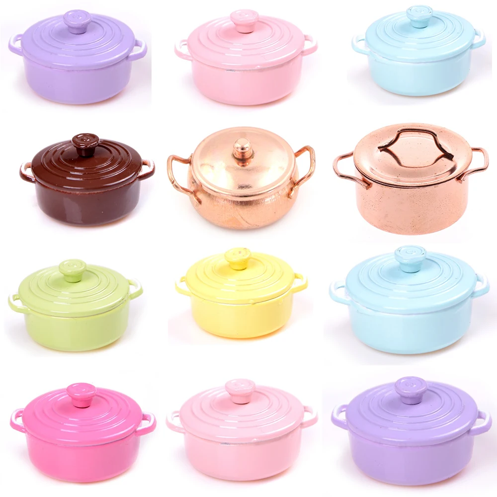 

1:12 Mini Pot Boiler Pan With Lid Doll House Accessories Dollhouse Miniature Kitchen Utensils Cooking Ware Play Kitchen Toys
