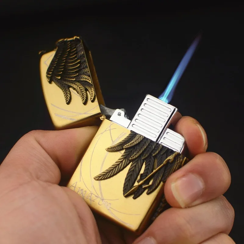 

Goddess of War Patten Straight Into The Blue Fmale Lighter Electroplat Inflatable Brushed Metal Encendedor torch lighter 2021