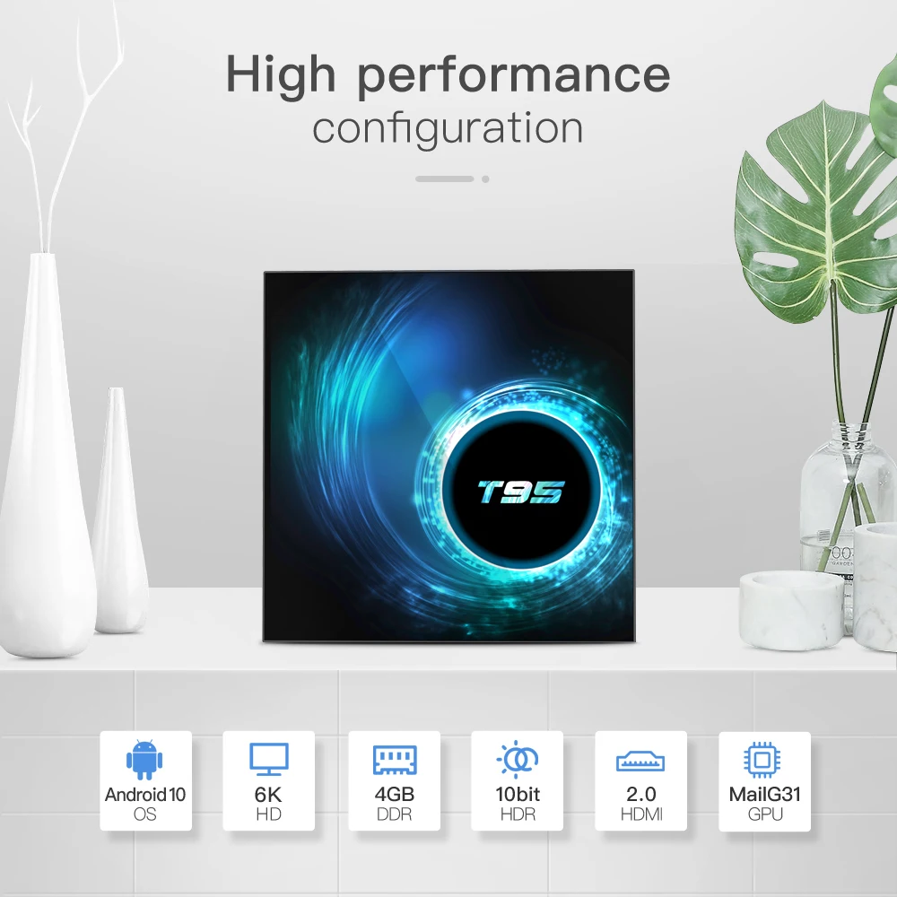 ТВ-приставка T95 H616 4K Android 10 0 4 + 64/32 ГБ | Электроника