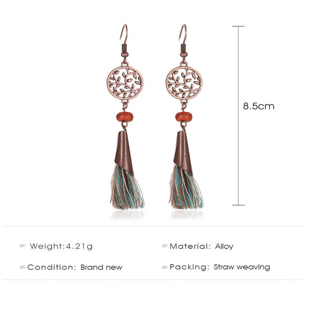 Женские Модные богемные серьги Винтажные с бахромой висячие корейские ювелирные