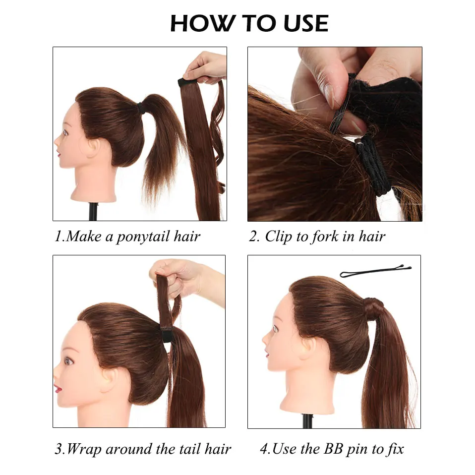 

S-noilite Synthetic 30colors Clip In Ponytail Hair Extension False Hair Tail Hairpiece Wrap Around Ponytail Hairpiece For Women