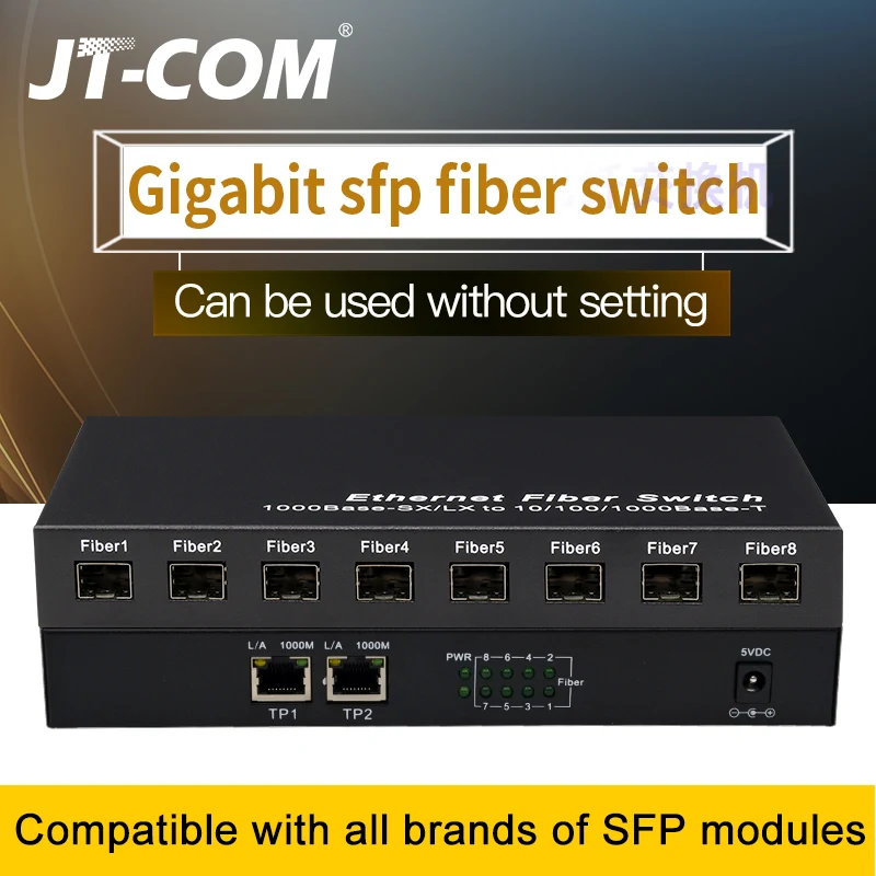 Mạng Gigabit SFP Sợi Chuyển 1000Mbps SFP Truyền Thông Chuyển Đổi 8 SFP Sợi Cổng Và 2 RJ45 Cổng 8G2E Sợi switch
