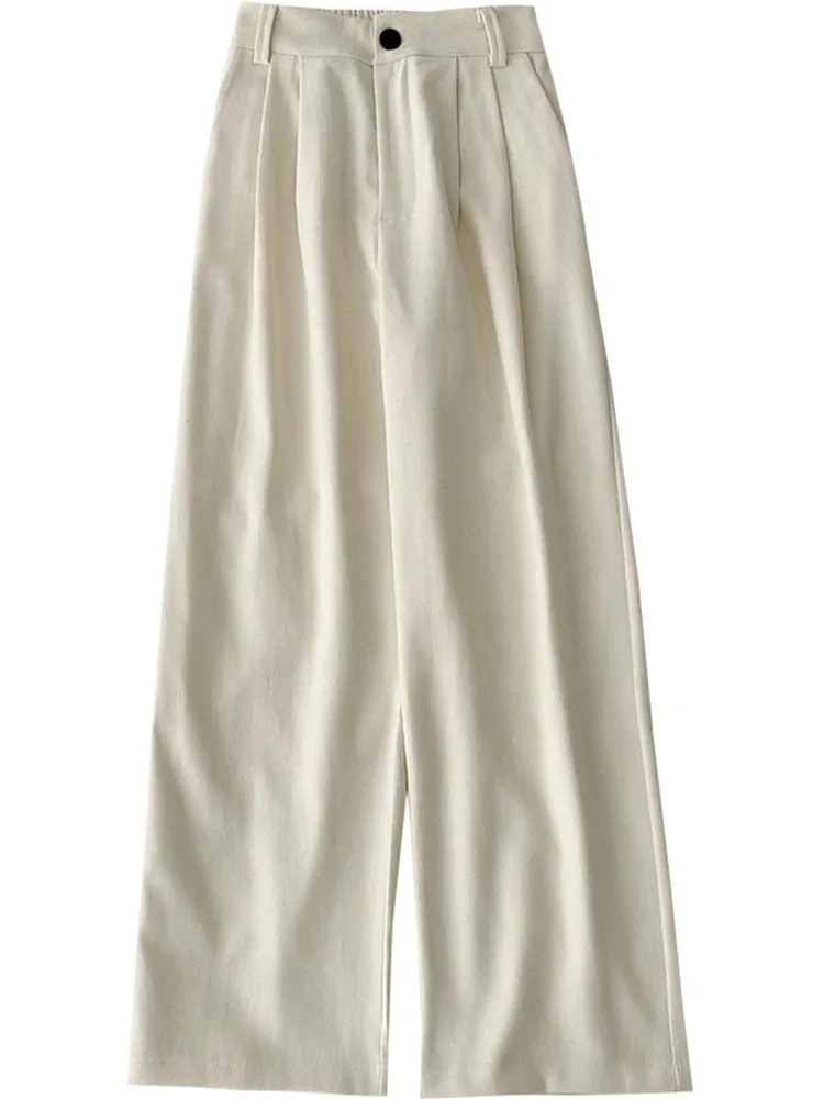 

Yeeloca High Waist Casual Pants Women's Summer 2021 New Solid Straight Trousers Versatile Slim Wide Leg Pants