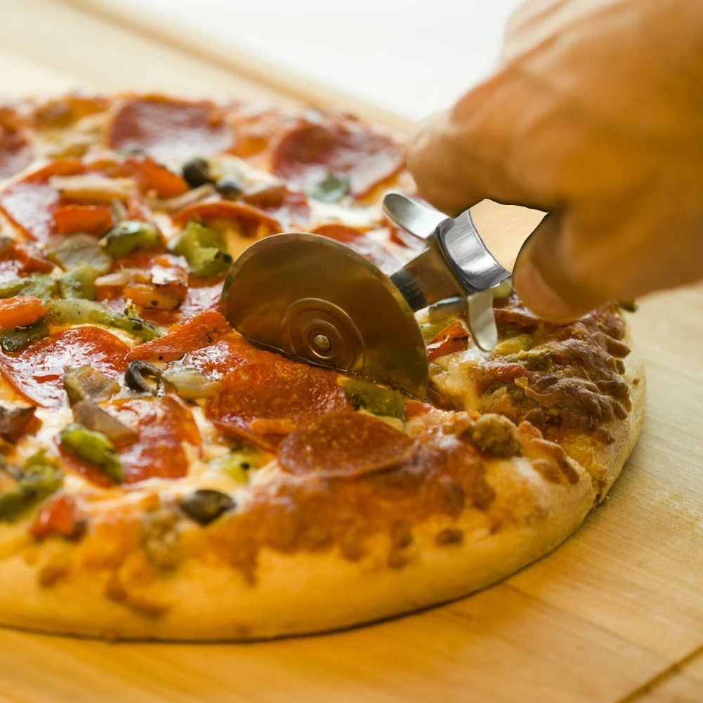 

Pizza Cutter Wheel 2.3" Stainless Steel Pizza Cutter with Wooden Handle