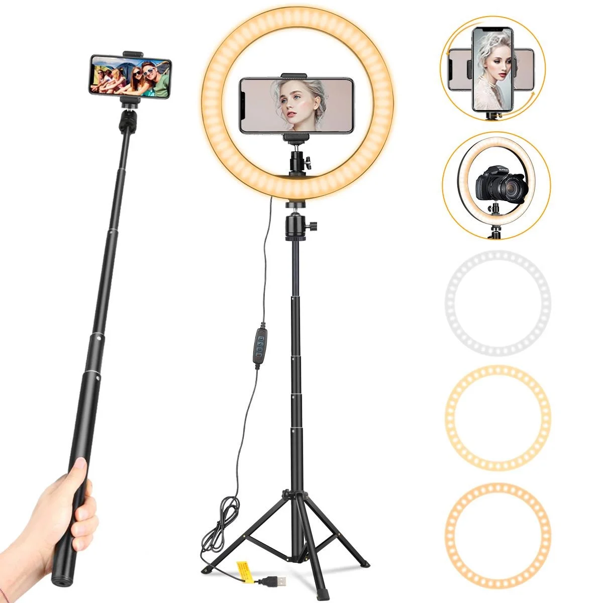 

Выдвижной Штатив-Трипод для селфи, 10 светодиодный