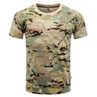 Футболка мужская тактическая быстросохнущая, камуфляжная, с коротким рукавом, в стиле милитари, футболка с круглым вырезом, летняя армейская боевая одежда