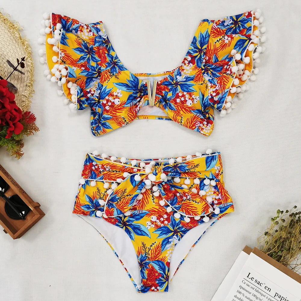 

Bikini Pill Lace with V-shaped Bikini Bikini Female Bikini Sexy Swimsuit 2021