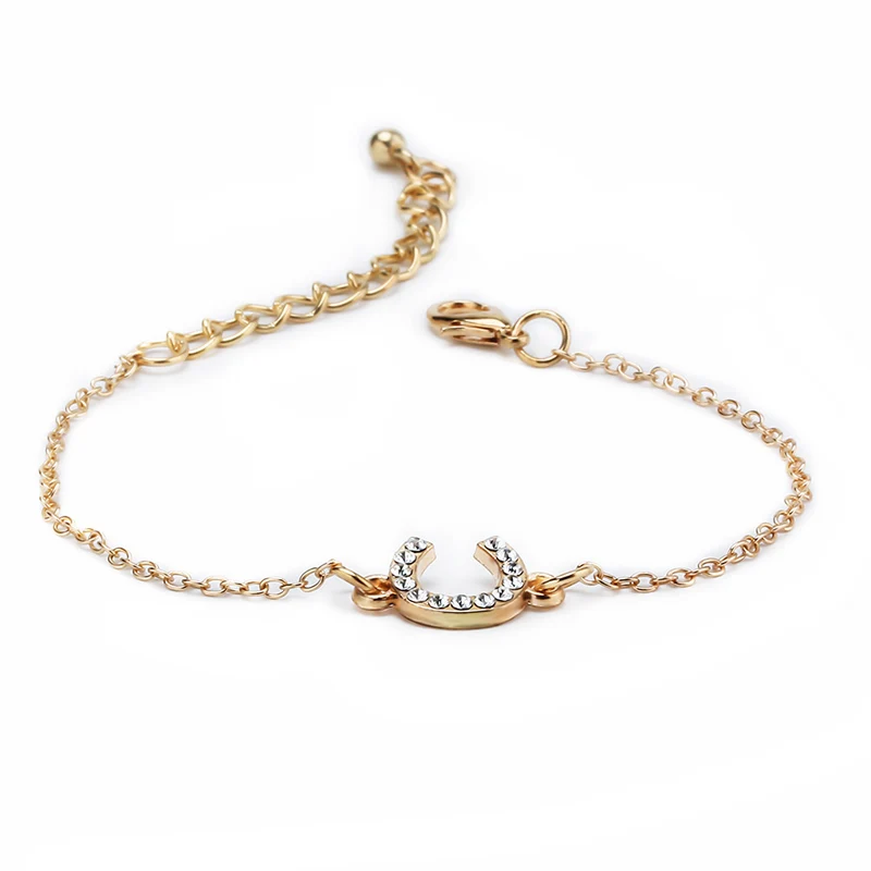 Женский браслет-цепочка с кристаллами подвеской глаз