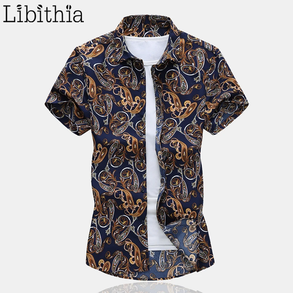 

Мужская рубашка с коротким рукавом, размеры до 6XL 7XL