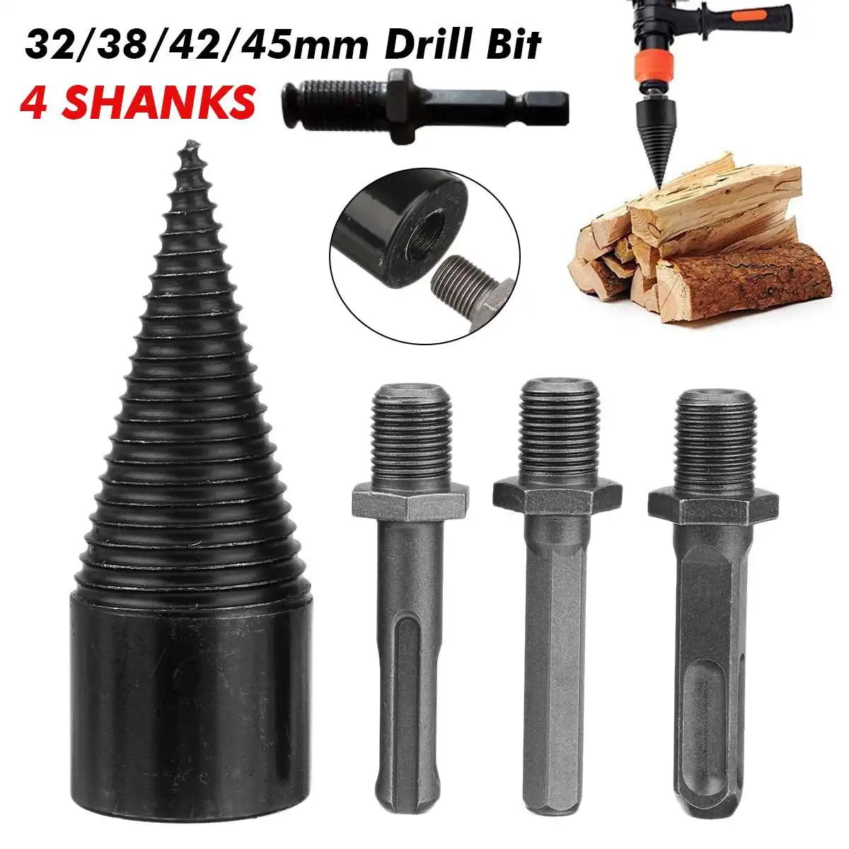 

Набор сверл для дрели, комплект из 5 сплиттеров 32/38/42/45 мм, с круглым/шестигранным/квадратным хвостовиком, с конусом, для электродрели