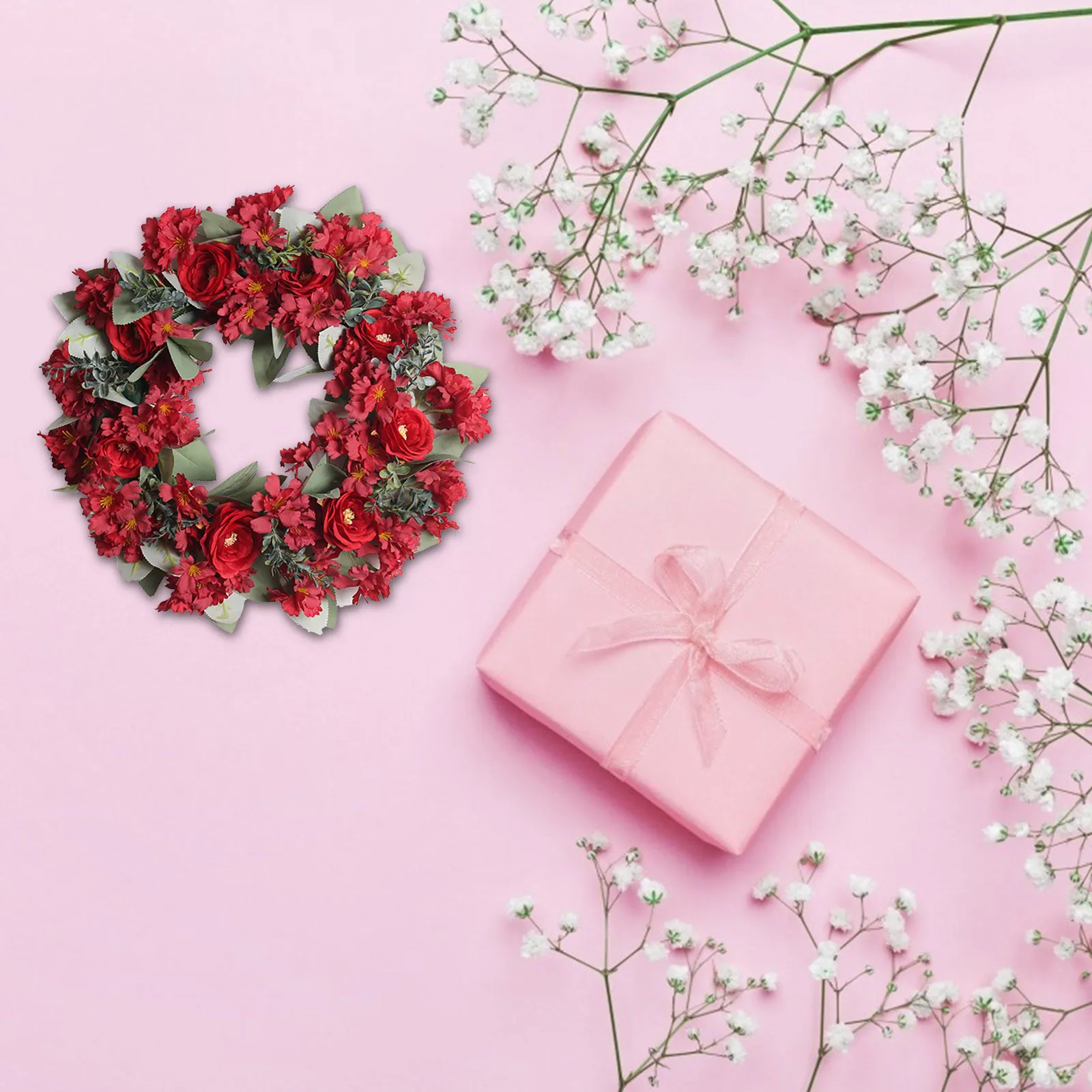 

Simulation Valentine's Day Wreath Decoration Venue Layout Props Wreath Hanging Garland Party Lower Outside Decor Home Decor