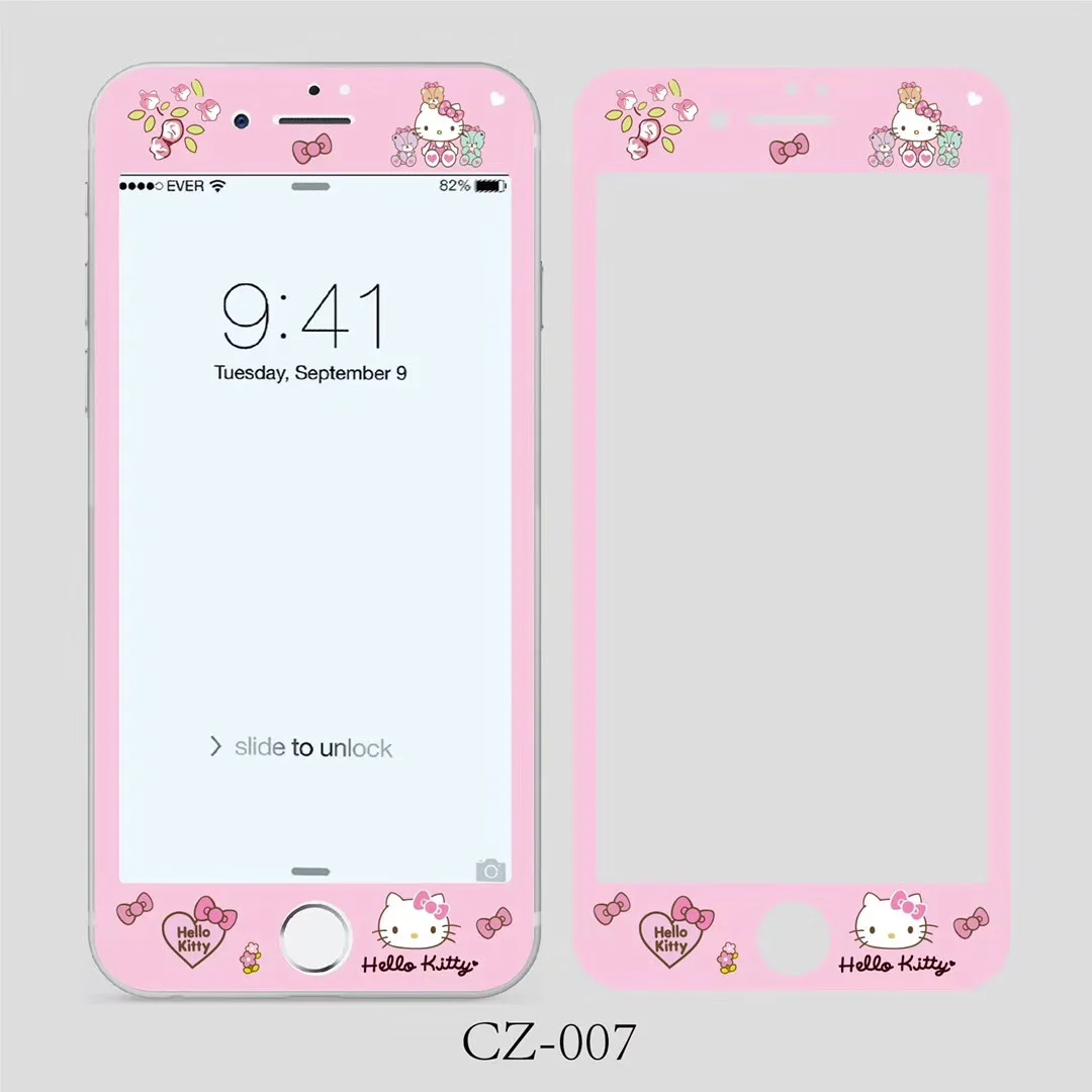 3D 9H полное покрытие закаленное стекло Защита экрана для iPhone 6 6S 7 8 Plus мультяшный