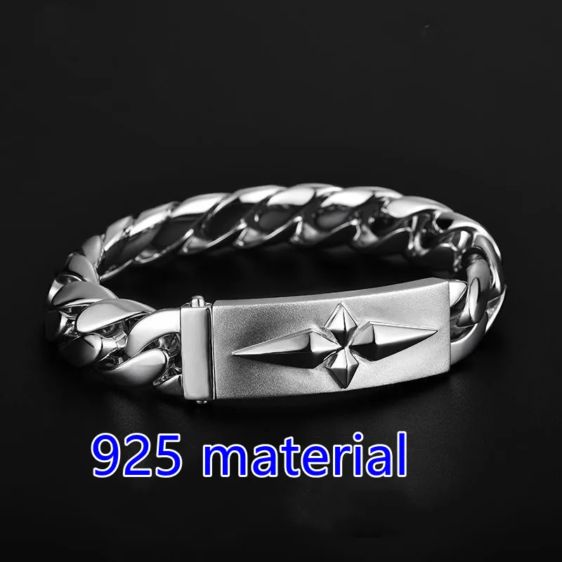 Оригинальный серебряный кубинский мужской тяжелый браслет японский и