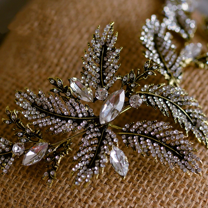 

Vintage Headband With Earrings Rhinestone Tiara Crystal Hairband Jewelry For Women Bridal Wedding Hair Accessories Headpiece