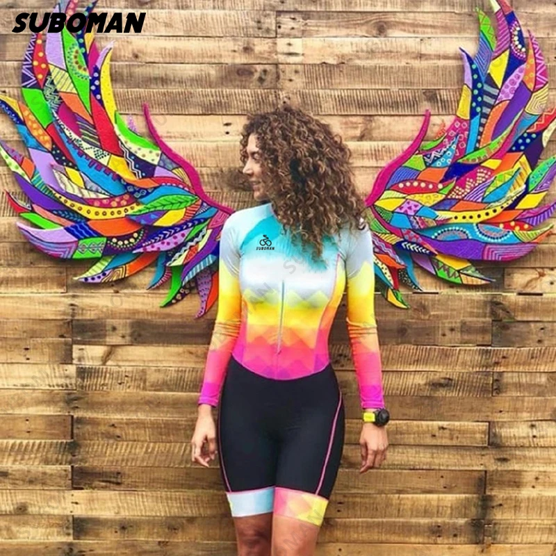 

new suboman Tights Cycling Sweatshirt Long-sleeved Cycling Suit Swimsuit Sexy Female Pro Triathlon Macaquinho Ciclismo Feminino
