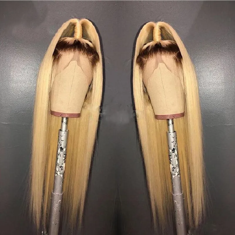 

Ombre Light Blond 26 Inches Long Synthetic Lace front Wig Pre Plucked Heat Resistant Fiber Hair For Black Women Daily Wear