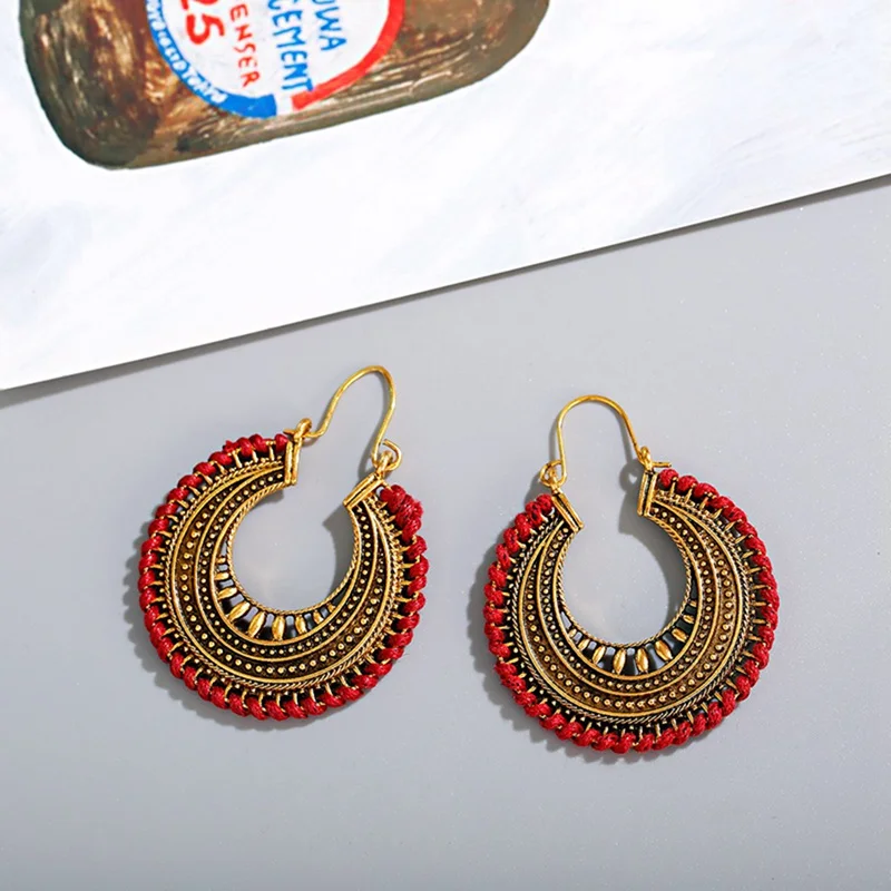 Винтажные богемные большие круглые Висячие индийские серьги для женщин Jhumka