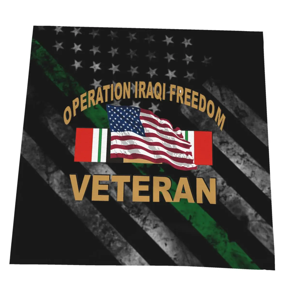 

Iraq Veteran With American Flag Operation Iraqi Freedom Table Napkin Cloth Square Satin Fabric Wedding Birthday Home Party Hotel