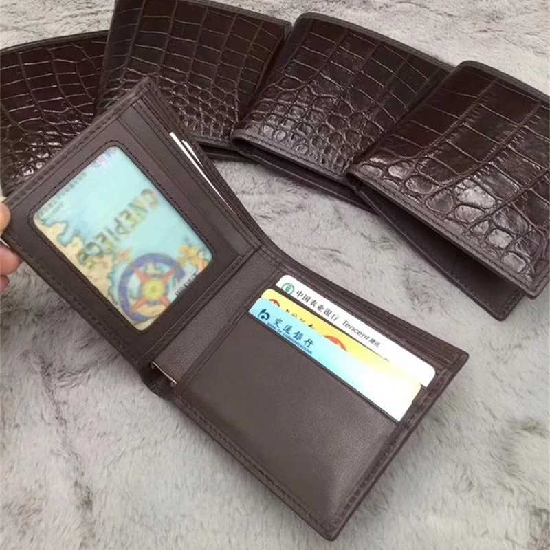 Простой дизайнерский мужской короткий кошелек из натуральной крокодиловой кожи