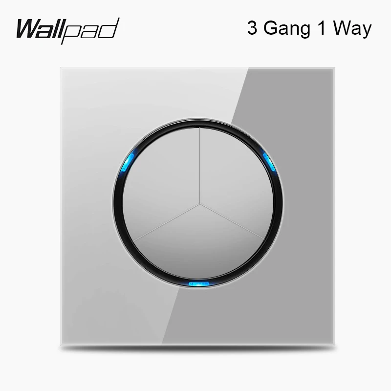 3 Gang 1 Way Wallpad L6 серое стекло 1 2 3 4 банды 1 способ 2 пути промежуточный Мгновенный Переключатель 20A 45A двухпозиционный переключатель для плиты AC водонагреватель - Цвет: 3 Gang 1 Way