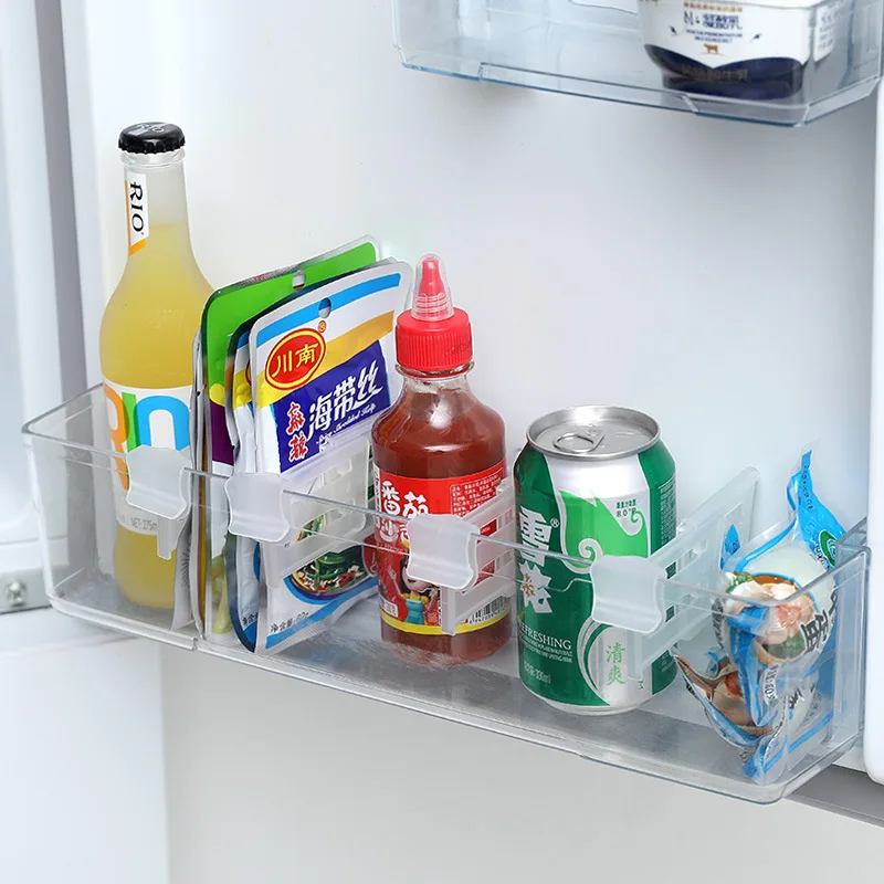 

4Pcs/lot Refrigerator Storage Partition Board Free Combination Plastic Bottle Can Shelf Sorting Partition Board Kitchen Tools