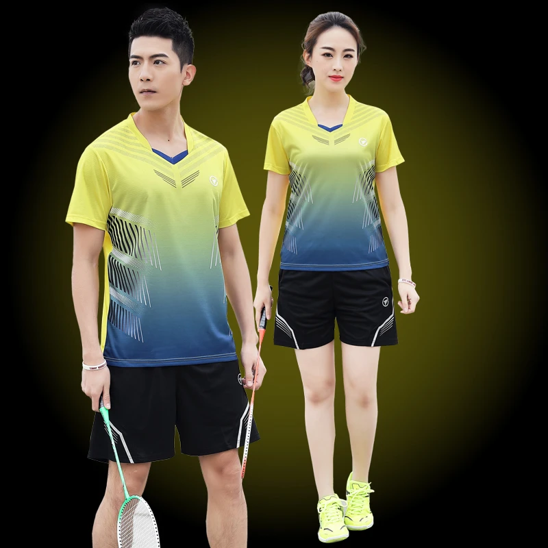Новая рубашка для бадминтона спортивная одежда теннисная женщин/мужчин Qucik сухих