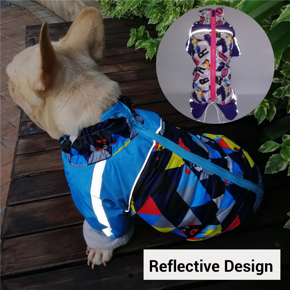 Зимняя одежда для собак водонепроницаемый комбинезон маленьких светоотражающий