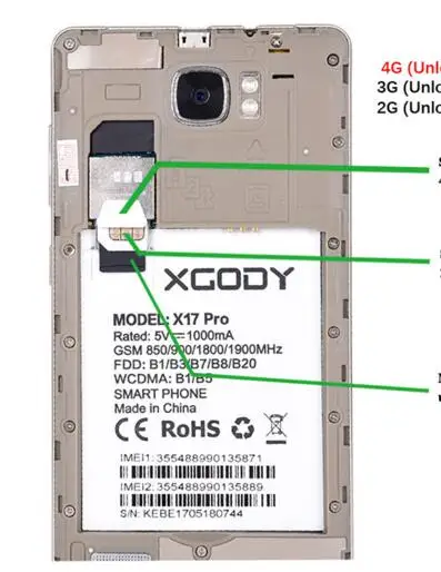 100% новый телефон XGODY X17 pro 2500 мАч плата аккумулятора для Pro/MG16 4G LTE 5-дюймовый