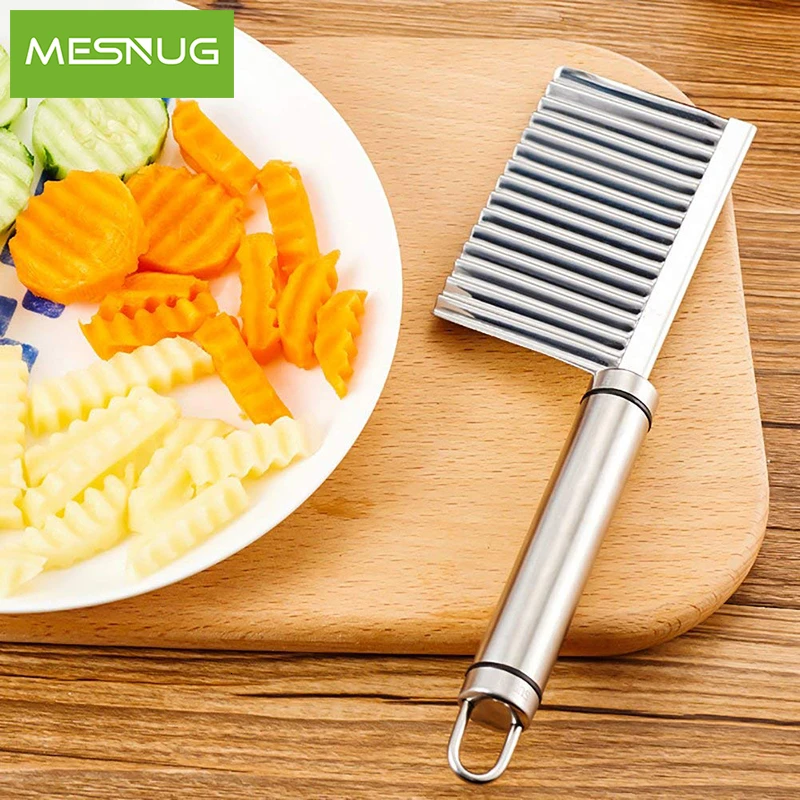 MESNUG нержавеющая сталь Crinkle французский резак для жарки удобная ручка волнистый