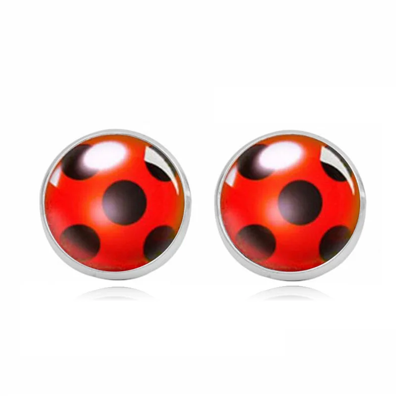 

New Ear Clip Ladybug Earrings Cosplay Ladybug Circle And Ladies Ladies Polka Dot Earrings Girls Party Gifts Anime Jewelry