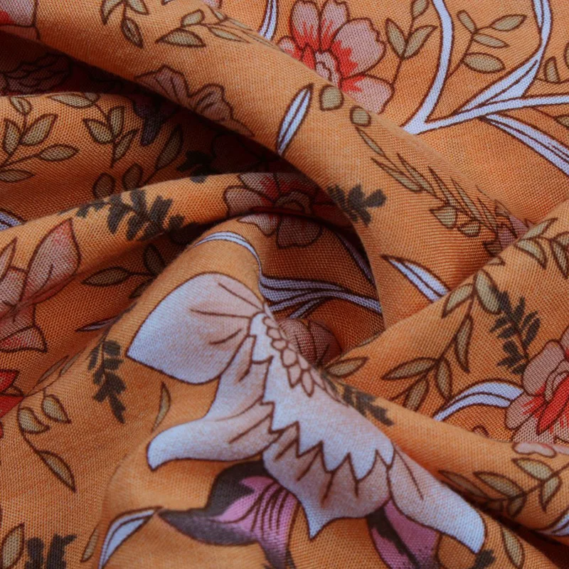 

2021 Spring New Vingate Print Dress Women Bohemian Lantern Sleeve High Waist Bandage Dress For Women Summer Chiffon Dress