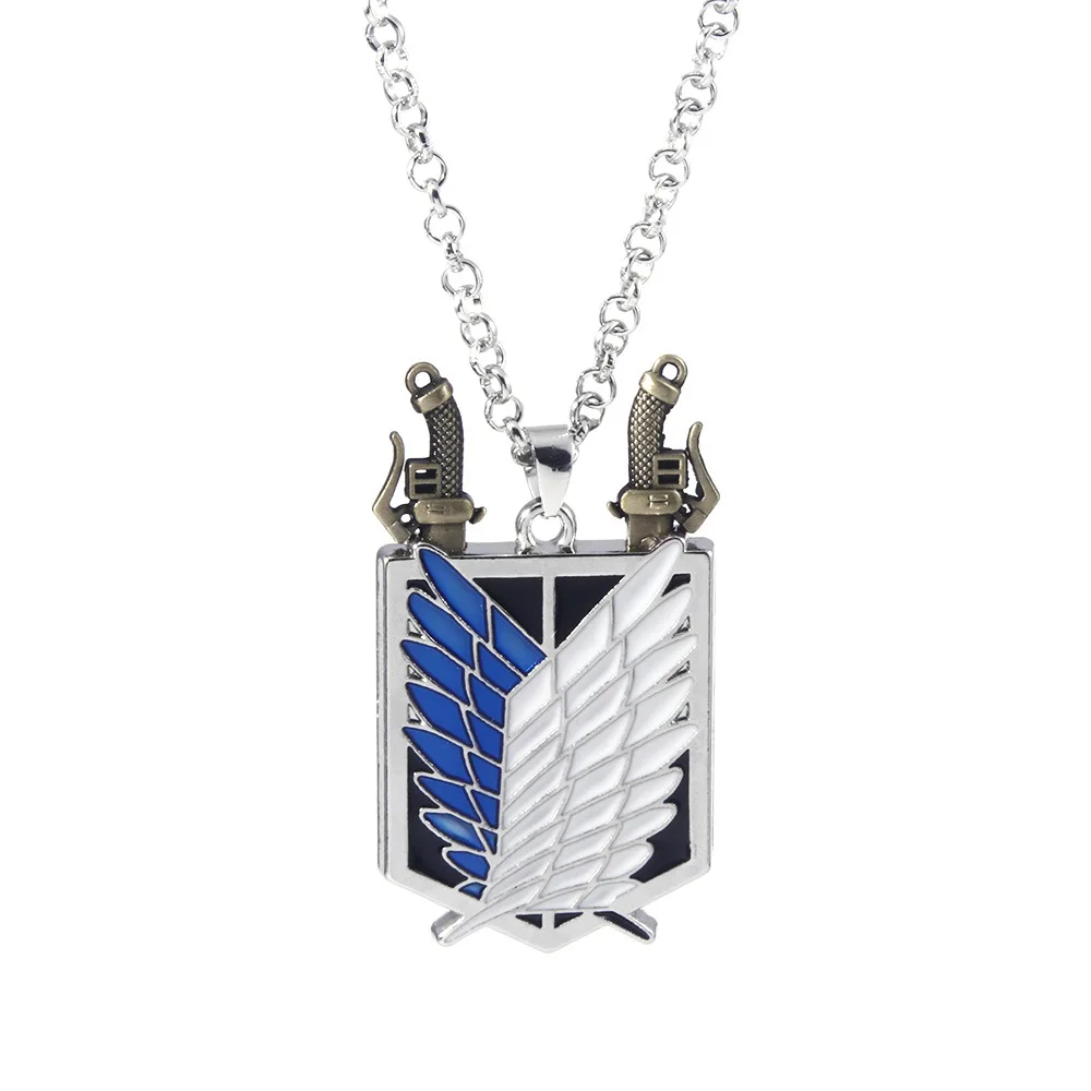 

Sinogaa New Necklace Attack On Titan Zinc Alloy Detachable Necklaces Liberty Wings Badge Necklace For Women Men Anime Fans