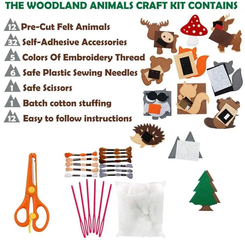

DIY Homemade Toy Set Animal Jungle Felt Sewing Kit Fun DIY Sewing Toys Craft Gifts Kids Puzzle Educational Birthday Gifts