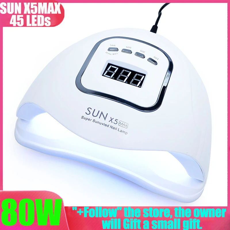 Быстросохнущая светодиодсветодиодный лампа SUN X5MAX для ногтей 80 Вт Сушилка все
