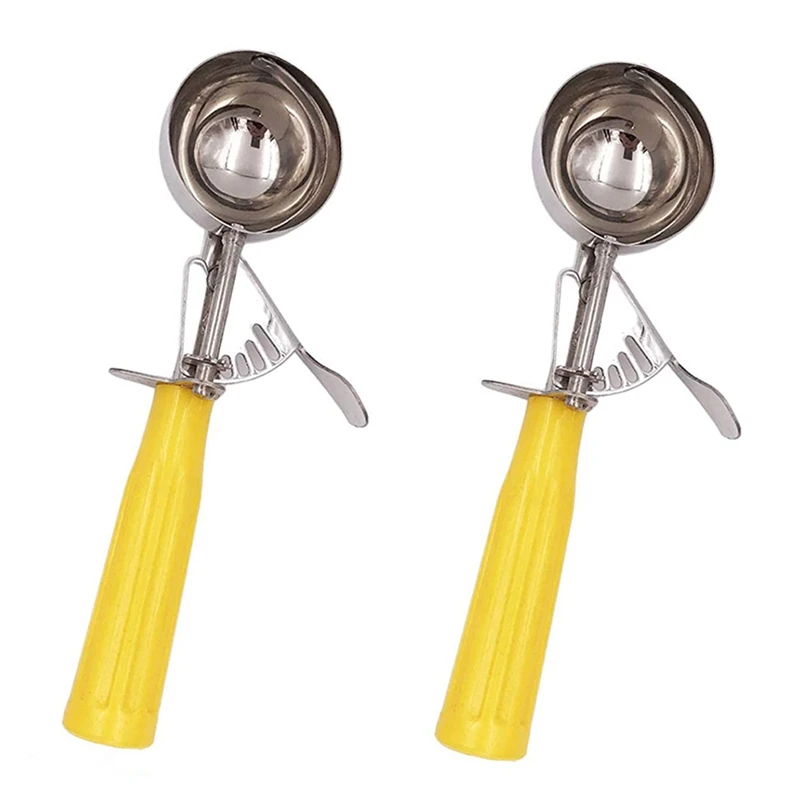 

Cookie Scoop Set, 2Pcs Ice Cream Scoop with Trigger, Stainless Steel Cookie Dough Scooper for Baking
