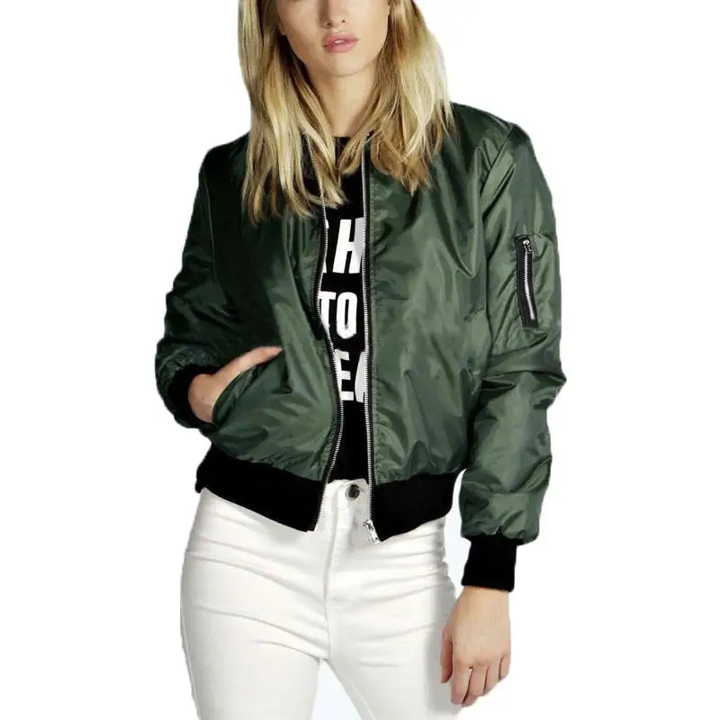 

Long Sleeve Coat Casual Stand Collar Slim Fit Outerwear Spring Autumn Women Thin Jackets Tops Ma1 Basic Bomber Jacket