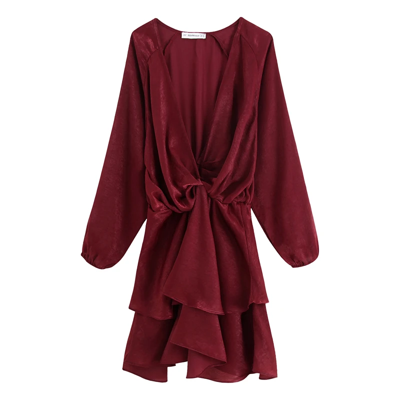 OMIKRON Новое Элегантное вискозное платье для женщин с длинным рукавом-фонариком