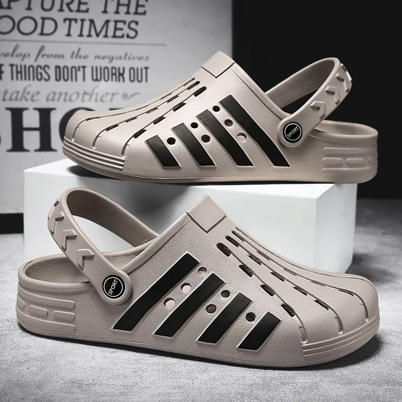 

New Fashion Sandals Comfortable Breathable Ankle-Wrap EVA Hole Shoes Summer Hollow Out Beach Men Clog Sandals Zapatos Hombre