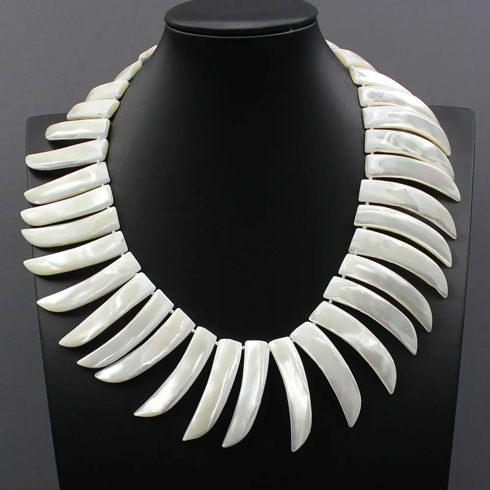 

GG Jewelry Natural Mop White Shell Mother of pearl Top-drilled Beads Necklace Handmade For Lady