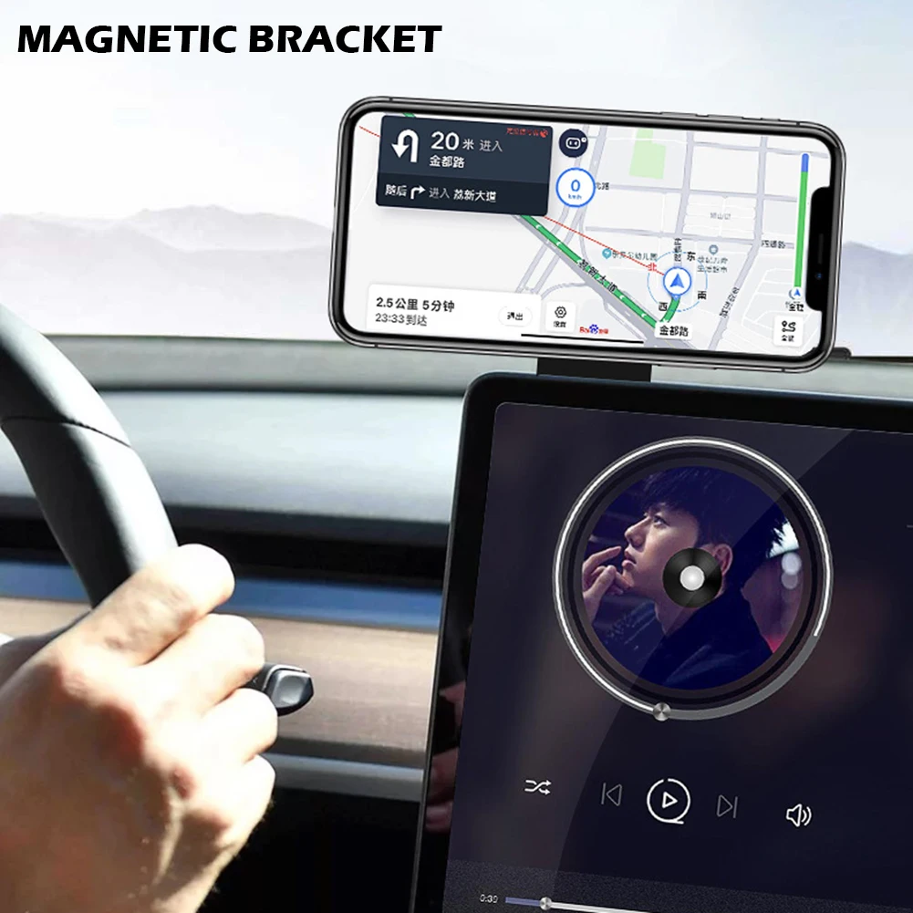 

Car Phone Holder Stability Magnetic Touch Screen Side Phone Mount Adjustable Monitor Expansion Bracket for Tesla Model 3 Y X S