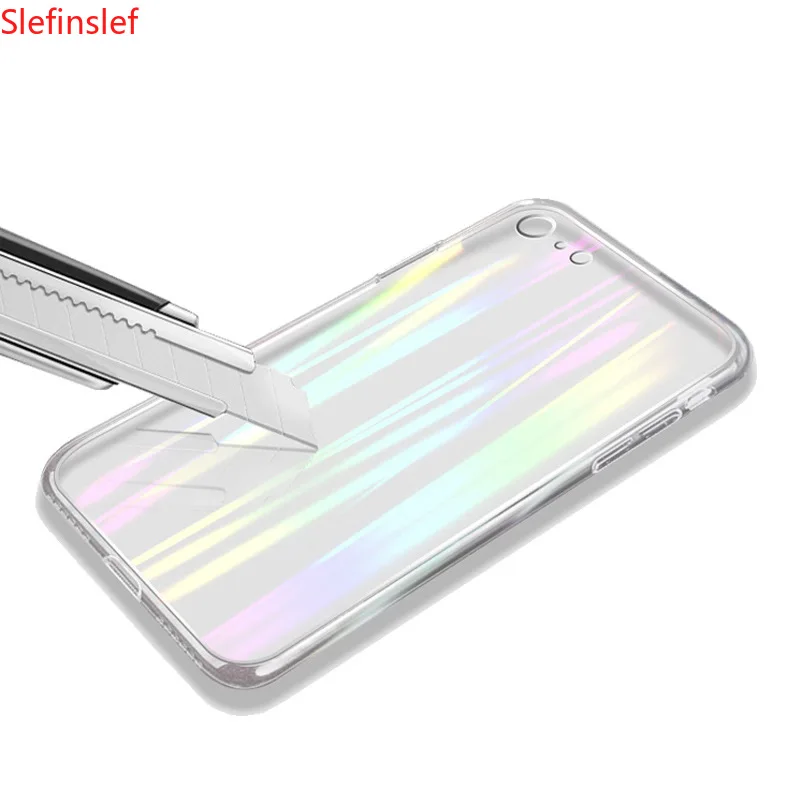 Роскошный прозрачный чехол из закаленного стекла с градиентным лазером aurora 9h для