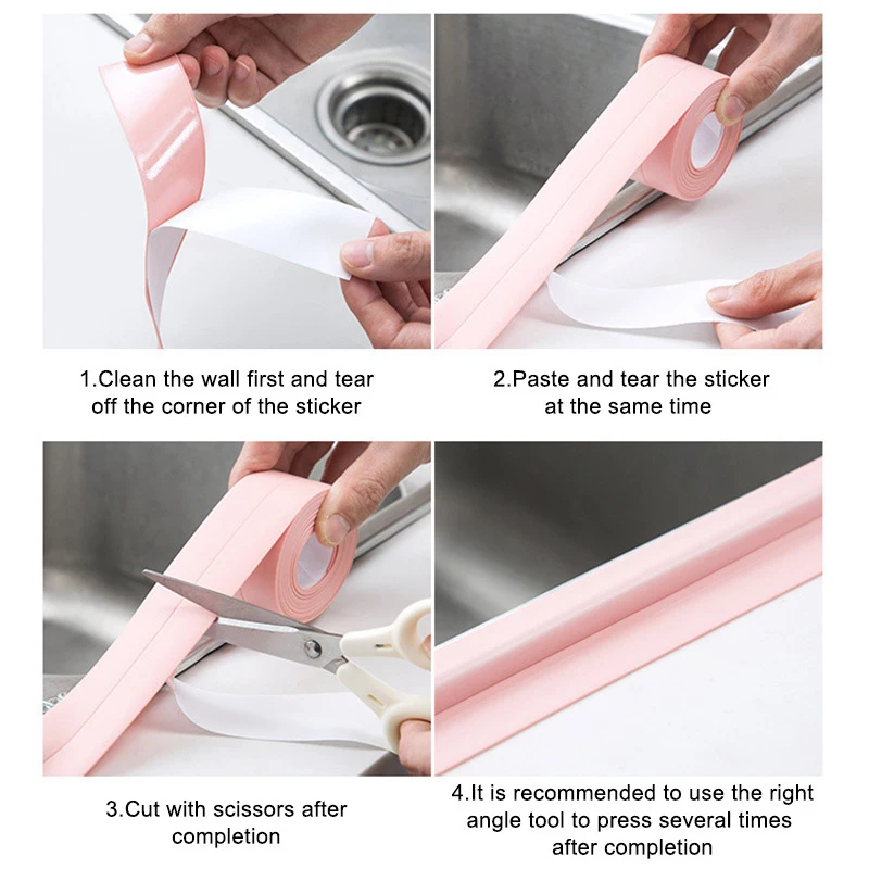 

Bath Wall Sealing Strip Mildew Proof Tape Self Adhesive Waterproof Strip Kitchen Seam Sticker Toilet Gap Corner Line Stickers