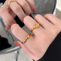 2021 french design titanium steel knotted rope rings female 18 k gold plated bamboo joint rings simple fashionable metal jewelry