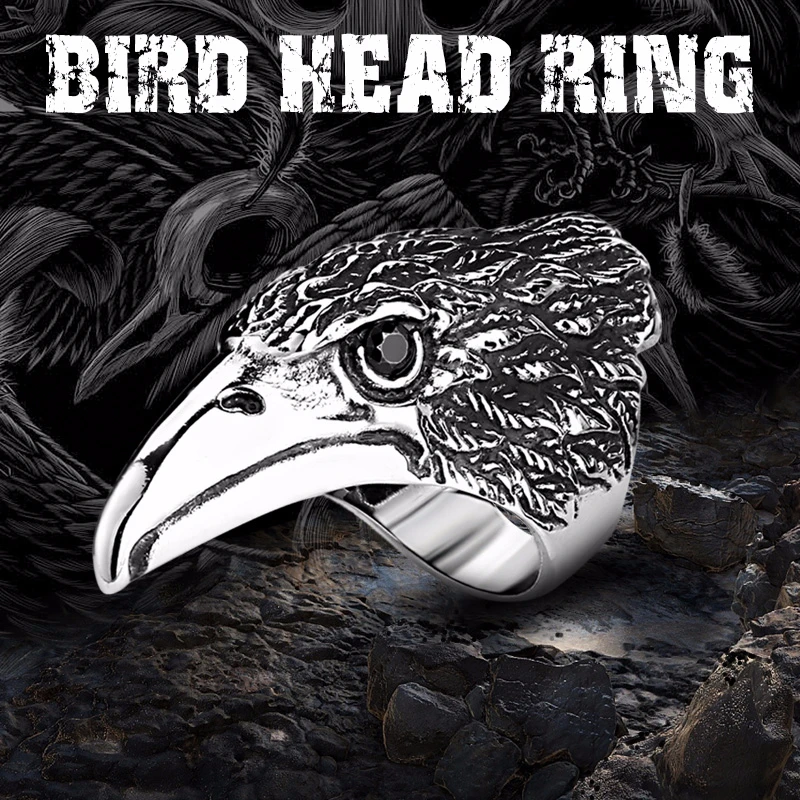 Большой байкер Мужская нержавеющей Сталь серебристый, черный Heavy Metal Eagle Head Кольцо животных ювелирных BR8-080 нам Размеры