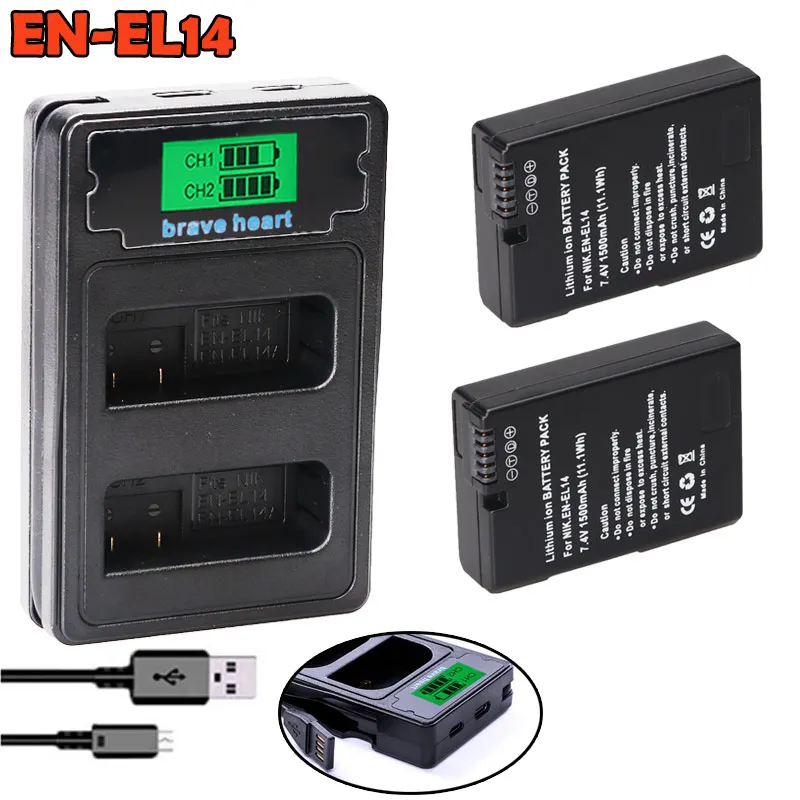2x EN-EL14 en-el14a RU EL14 el14a Батарея декодировать bateria+ usb зарядное устройство для nikon d5300 d5200 d5100 d3100 d3200 P7100 P7800