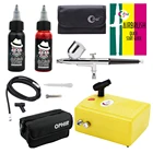 Воздушный мини-компрессор OPHIR с 0,3 мм аэрографом двойного действия с 30 мл временными чернилами для татуировки для покраски тела