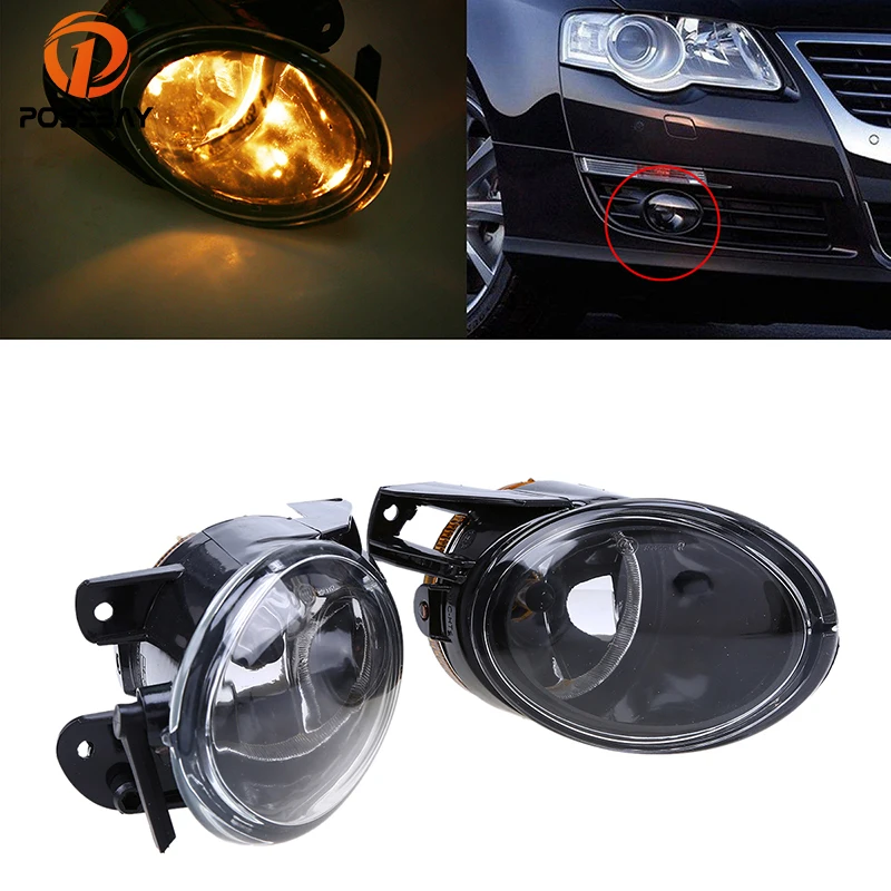 

POSSBAY Car Halogen Fog Lights for VW Passat 3C B6 2006-2010 Front Lower Bumper Fog Lights Lamps 9006 55W Bulb Clear Lenses