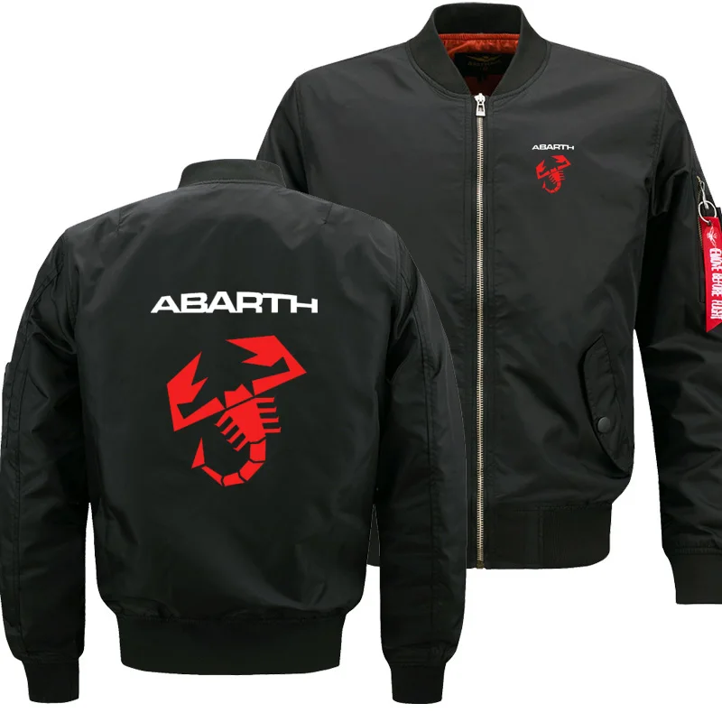 

Mens Flying jacket Wintter Warm Slim Fit Fly Pilot jacket men Abarth Car Logo Print Sweatshirt Hip Hop Harajuku Male Clothing