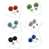 hrrfng 120 pair lot mixed 15 random colors fashion 10mm cz disco ball bead earrings support mix order